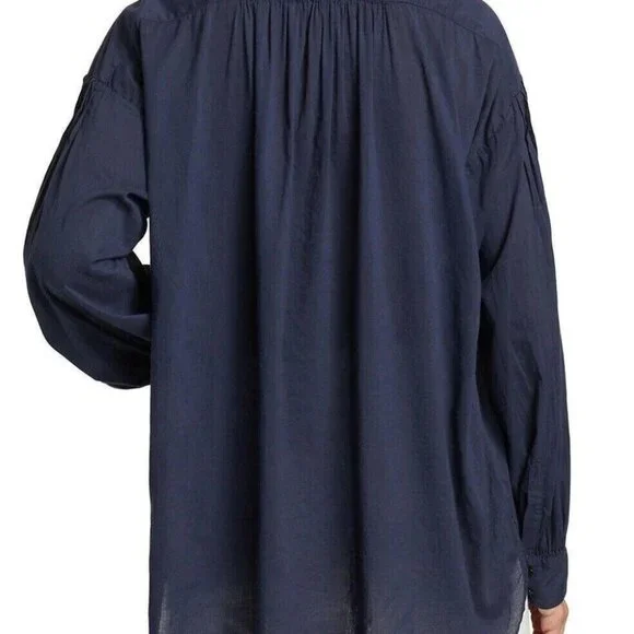 Nili Lotan Miles Tunic Shirt Blouse Top Cotton Oversized Collared XS NEW